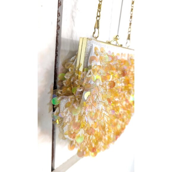 Vintage sequin satin beaded evening purse clutch bag - Picture 5 of 7